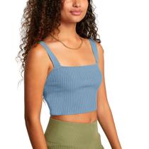 Cropped Feminino Top Ribana Slim Fitness Alça Grossa Confort