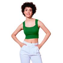 Cropped Feminino Top Ribana Slim Fitness Alça Grossa Confort