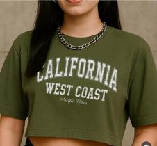 Cropped Feminino Verde Estampado Moda Verão