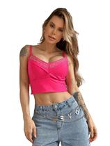 Cropped Festa Corset Paete Top Brilhos Feminino Decote V Alcinha