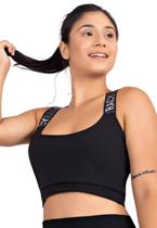 Cropped Fitness Alça de Elástico Cruzado nas Costas Preto