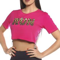 Cropped Fitness Estampa Run Rosa Pink