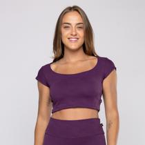 Cropped Fitness Feminino Decote Princesa Tecido textura Bojo Cropped Fitness Feminino Decote Princesa Tecido textura Bojo