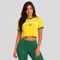 Cropped Flamengo Flor Amarelo
