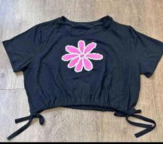 cropped florido com regulagem cropped florido com regulagem