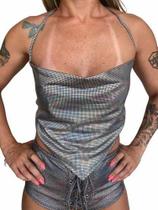 Cropped Frente Única Assimétrico Brilho