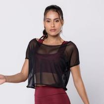 Cropped Furadinho Feminino De Tule Transparente Roupa de Academia Moda Fitness F7 NEW STYLE