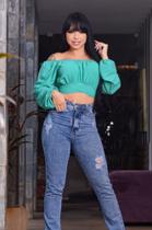 Cropped Gil com manga bufante verde Cropped Gil com manga bufante verde