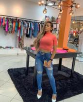 cropped gola alta malha fria