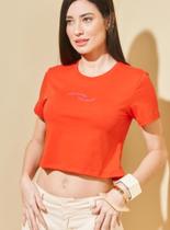 Cropped Gola Redonda Cor Laranja