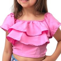 Cropped Infantil De Babados para Meninas - Ombro A Ombro -jessy