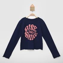Cropped Infantil Hering Kids Cropped Manga Longa Estampado