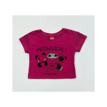 Cropped Infantil Menina Kyly Rosa Estampado Gatinhos Meowgical Manga Curta Fashion Cropped Infantil Menina Kyly Rosa Estampado Gatinhos Meowgical Manga Curta Fashion