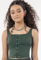 Cropped Infantil Verde Militar Bobby Lulu