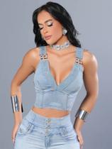 Cropped Jeans Estiloso e Sofisticado PitBull Jeans 88831 COR:AZUL CLAROTAMANHO:P Cropped Jeans Estiloso e Sofisticado PitBull Jeans 88831 COR:AZUL CLAROTAMANHO:P