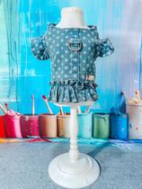 Cropped Jeans Poá para cachorro e gato