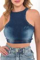 Cropped Jeans Top Bustiê Wear Mini Blusa Regata Cropped
