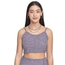 Cropped Juvenil Feminino Amofany Com Recorte - ROXO - PP