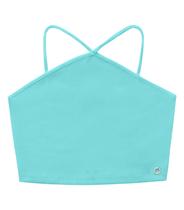 Cropped Juvenil Feminino Em Ribana Minty Azul