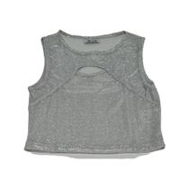 Cropped Juvenil Mica Abertura Frontal Glitter