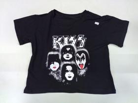 Cropped Kiss Logo Caveira Baby Look Blusinha Feminina SF950