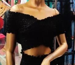 Cropped lastex preto
