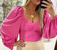 Cropped Lese Manga Bufante feminino