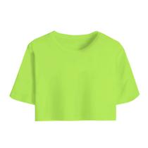 Cropped Liso Gola Redonda Amanda Block Com Manga Curta