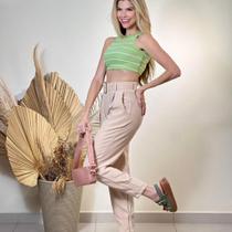 Cropped Listrado Basico Feminino Canelado Cropped Listrado Basico Feminino Canelado