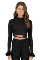 Cropped Longo Preto Amarração Infantil Collie