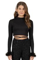 Cropped Longo Preto Amarração Infantil Collie