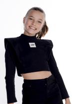 Cropped Longo Preto Malha Infantil Mylu Cropped Longo Preto Malha Infantil Mylu