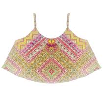 Cropped Look Jeans c/ Alcinha Estampado - PINK - 22