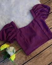 Cropped manga bufante feminino
