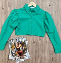 Cropped manga comprida bufante princesa verde - Wislee Clothing