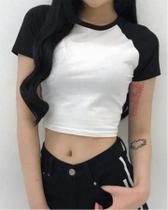Cropped Manga Curta Básico Moda Blogueira Moda Verão.