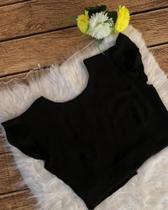 Cropped Manga curta com babado feminino