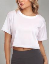 Cropped Manga Curta Oversized Feminino Dry Proteção Uv Blusa