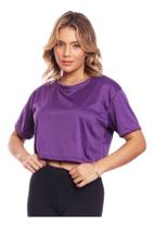 Cropped Manga Curta Oversized Feminino Dry Proteção Uv Blusa