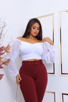 Cropped manga em tule