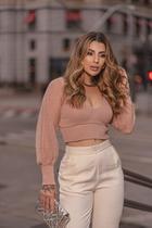 Cropped Manga Longa Bufante Moda Feminina