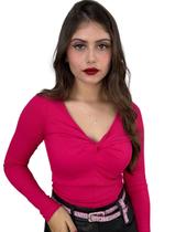 Cropped manga longa com nó no decote K2B Saneala