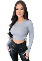 Cropped Manga Longa Com Nozinhos Nas Laterais