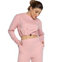 Cropped Manga Longa Com Regulagem WLS Modas Gringa Moletinho Frio Moda Casual Feminina