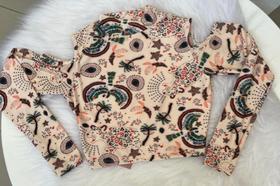 Cropped Manga Longa Estampado