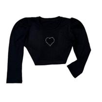Cropped Manga Longa Infantil Mini Blogueirinha Novidade Luxo