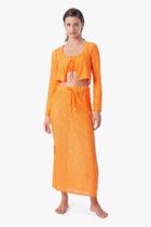 Cropped manga longa laise tangerina