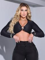 Cropped Manga Longa Pit Bull Jeans Ref 83946