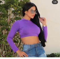 Cropped Manga Longa Roxo