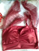Cropped manga longa tulle Cropped manga longa tulle